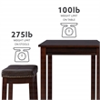 Linon Claridge Three Piece Counter Dining Set Faux Leather Seats in Brown Wood