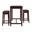Linon Claridge Three Piece Counter Dining Set Faux Leather Seats in Brown Wood