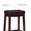 Linon Claridge Three Piece Counter Dining Set Faux Leather Seats in Brown Wood