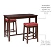 Linon Claridge 3 Piece Counter Dining Set Red Faux Leather Seats in Brown Wood