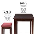 Linon Claridge 3 Piece Counter Dining Set Red Faux Leather Seats in Brown Wood