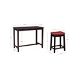 Linon Claridge 3 Piece Counter Dining Set Red Faux Leather Seats in Brown Wood