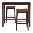 Linon Claridge Wood 3 Pce Bar Dining Set Cognac Faux Leather Seats in Brown