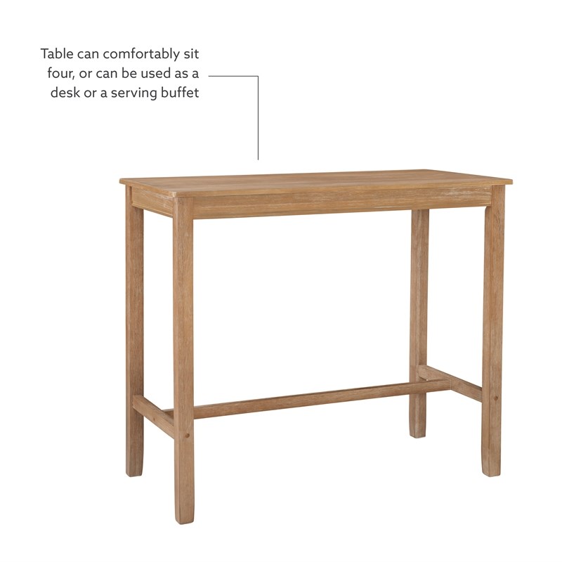 Linon Claridge Three Piece Bar Dining Set Padded Seats in Natural Brown Wood