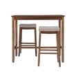 Linon Claridge Wood Three Piece Bar Dining Set Padded Seats in Rustic Brown