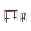 Linon Claridge Wood 3 Piece Bar Dining Set Striped Fabric Seats in Rustic Brown