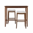 Linon Claridge Wood 3 Piece Bar Dining Set Striped Fabric Seats in Rustic Brown