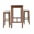 Linon Claridge Wood 3 Piece Bar Dining Set Striped Fabric Seats in Rustic Brown