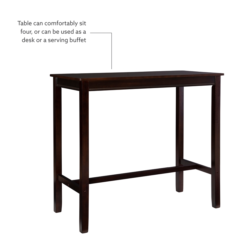 Linon Claridge Wood 3 Pce Bar Dining Set Natural Color Padded Seats in Walnut