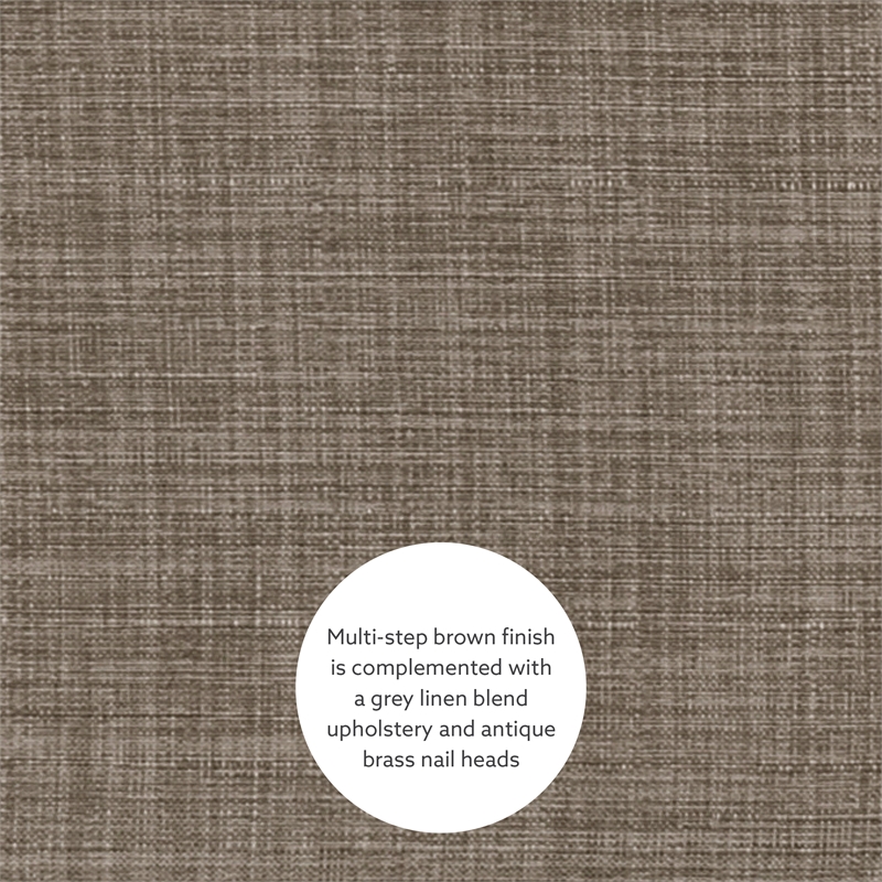 Linon Claridge Wood 3 Piece Counter Dining Set Gray Padded Seats in Rustic Brown