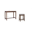 Linon Claridge Wood 3 Piece Counter Dining Set Gray Padded Seats in Rustic Brown