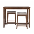 Linon Claridge Wood 3 Piece Counter Dining Set Gray Padded Seats in Rustic Brown