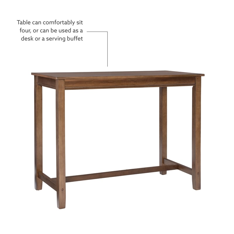 Linon Claridge Wood 3 Piece Counter Dining Set Gray Padded Seats in Rustic Brown