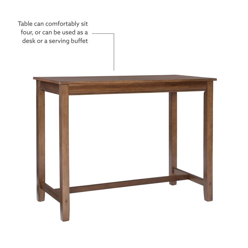 Linon Claridge Wood Three Piece Counter Dining Set Padded Striped Seats in Brown