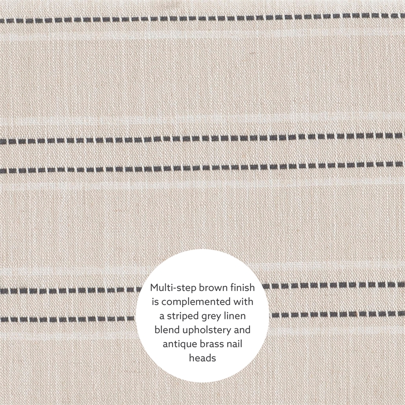 Linon Claridge Wood Three Piece Counter Dining Set Padded Striped Seats in Brown