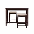 Linon Claridge Wood Three Piece Counter Dining Set Padded Seats in Walnut Finish