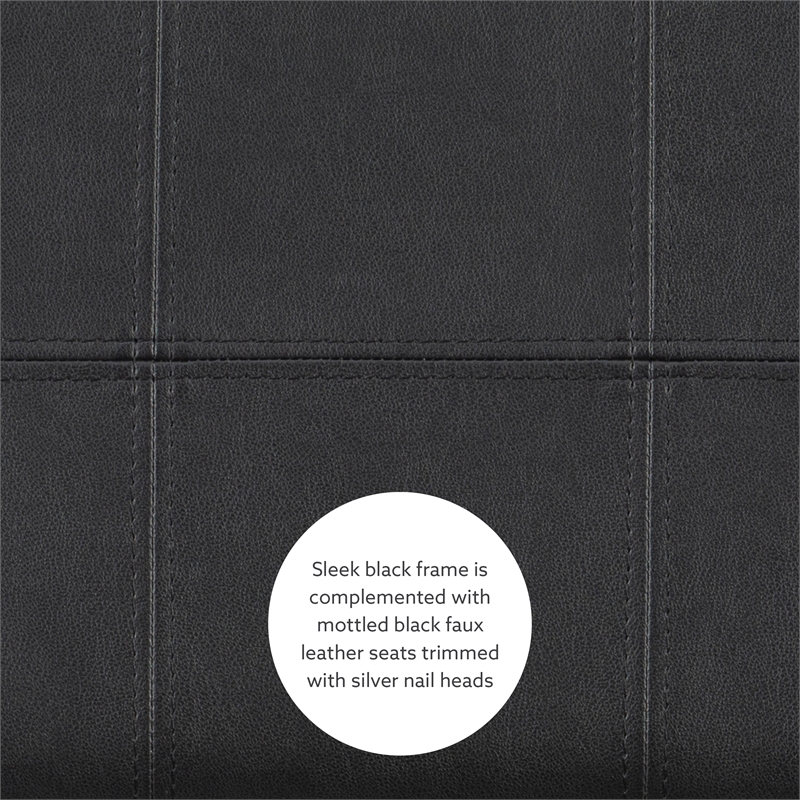 Linon Claridge Three Piece Bar Dining Set Faux Leather Seats in Black Wood