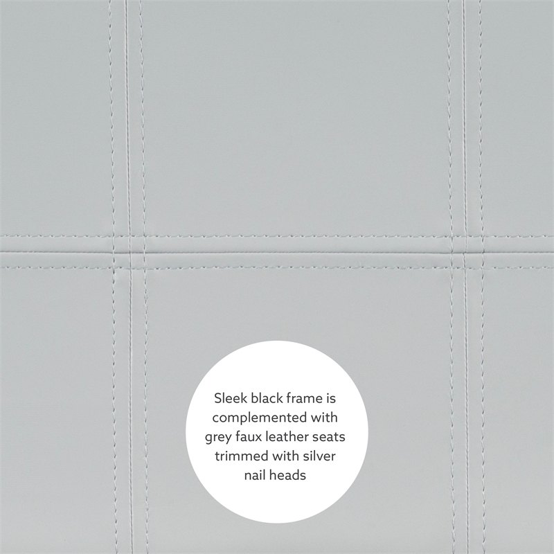 Linon Claridge Three Piece Bar Dining Set Gray Faux Leather Seats in Black Wood