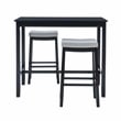 Linon Claridge Three Piece Bar Dining Set Gray Faux Leather Seats in Black Wood