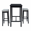 Linon Claridge Three Piece Bar Dining Set Gray Faux Leather Seats in Black Wood