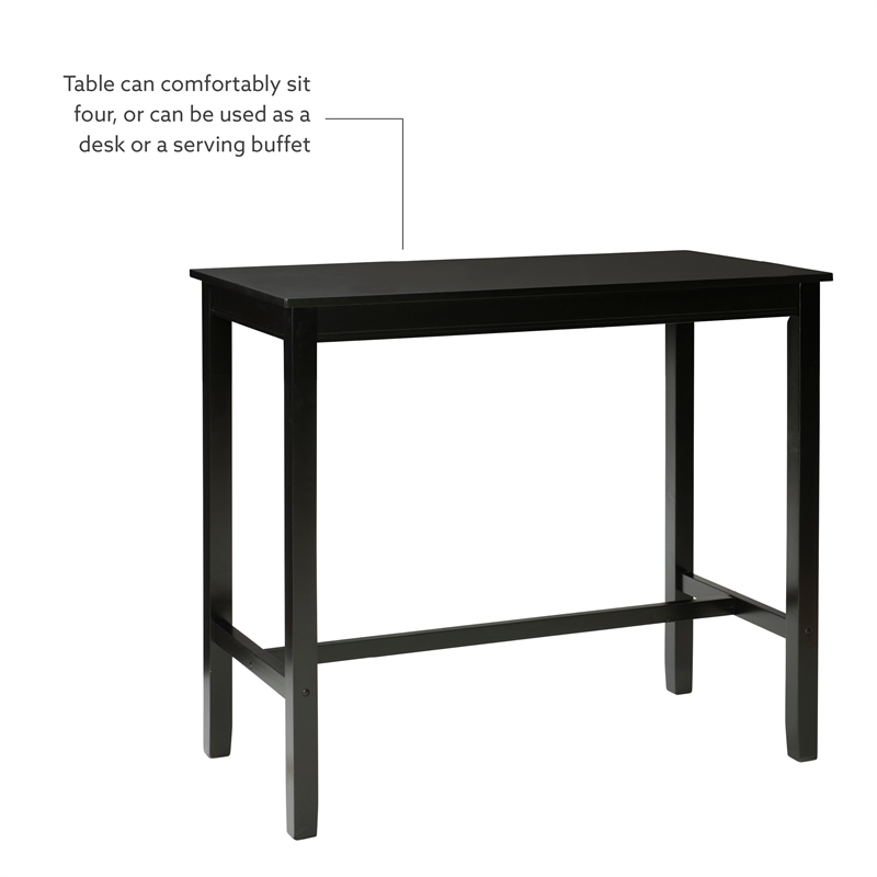 Linon Claridge Three Piece Bar Dining Set Gray Faux Leather Seats in Black Wood