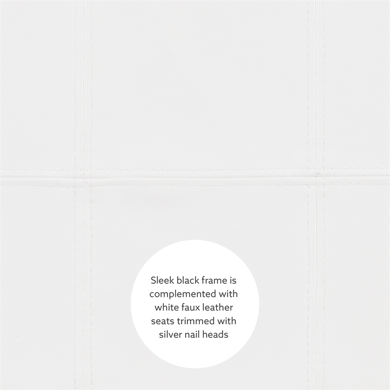 Linon Claridge 3 Piece Bar Dining Set White Faux Leather in Black Finished Wood