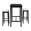 Linon Claridge 3 Piece Bar Dining Set White Faux Leather in Black Finished Wood