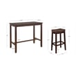 Linon Claridge Three Piece Bar Dining Set Faux Leather Seats in Brown Wood