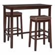 Linon Claridge Three Piece Bar Dining Set Faux Leather Seats in Brown Wood