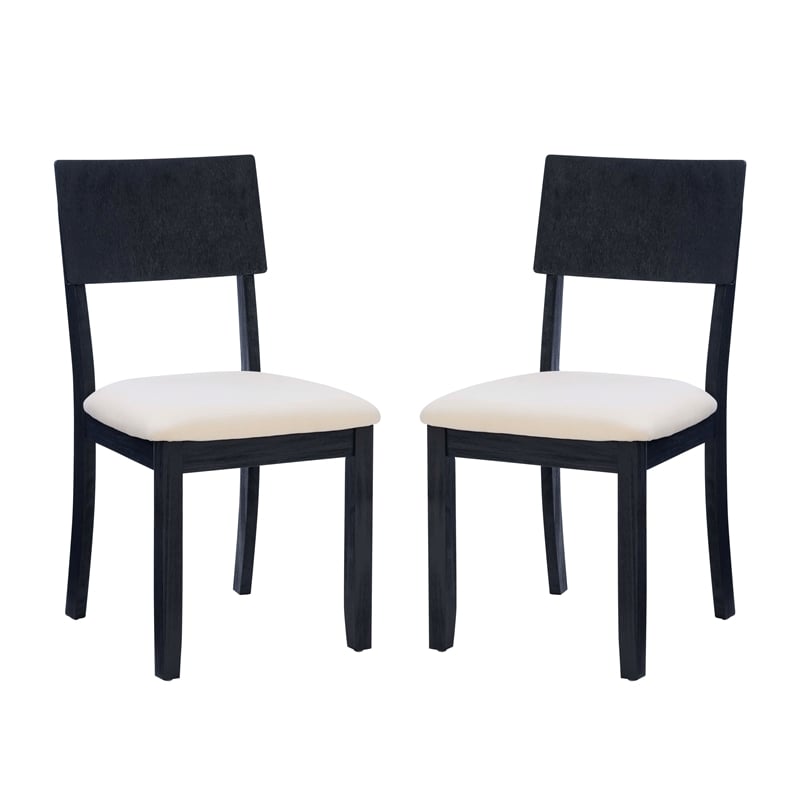 Linon Jordan Wood Set of Two Dining Chairs in Dark Charcoal Gray