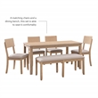 Linon Jordan Six Piece Upholstered Dining Set with Bench in Gray Washed Wood