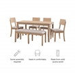 Linon Jordan Six Piece Upholstered Dining Set with Bench in Gray Washed Wood