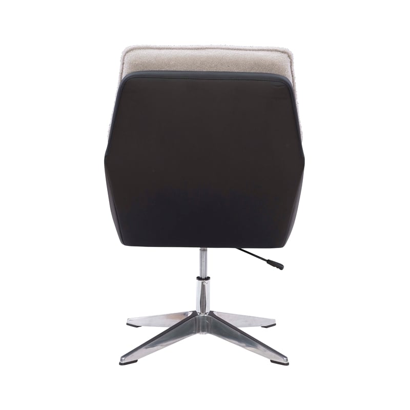 Linon Vivian Metal Adjustable Swivel Chair in Black Faux Leather and Gray Sherpa