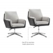 Linon Vivian Metal Adjustable Swivel Chair in Black Faux Leather and Gray Sherpa