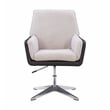 Linon Vivian Metal Adjustable Swivel Chair in Black Faux Leather and Gray Sherpa