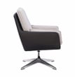 Linon Vivian Metal Adjustable Swivel Chair in Black Faux Leather and Gray Sherpa