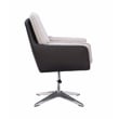Linon Vivian Metal Adjustable Swivel Chair in Black Faux Leather and Gray Sherpa