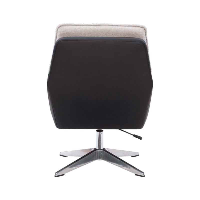 Linon Vivian Metal Adjustable Swivel Chair in Black Faux Leather and Gray Sherpa