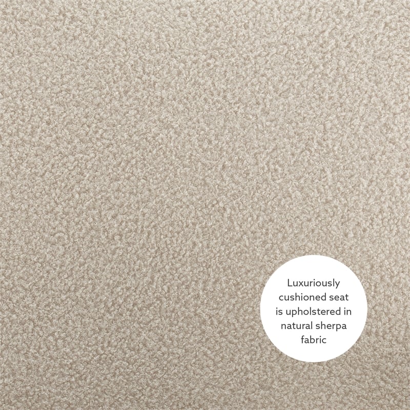 Linon Vivian Metal Adjustable Swivel Chair in Natural Sherpa/Brown Faux Leather