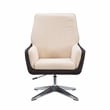 Linon Vivian Metal Adjustable Swivel Chair in Natural Sherpa/Brown Faux Leather