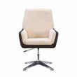Linon Vivian Metal Adjustable Swivel Chair in Natural Sherpa/Brown Faux Leather
