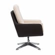 Linon Vivian Metal Adjustable Swivel Chair in Natural Sherpa/Brown Faux Leather