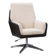 Linon Vivian Metal Adjustable Swivel Chair in Natural Sherpa/Brown Faux Leather