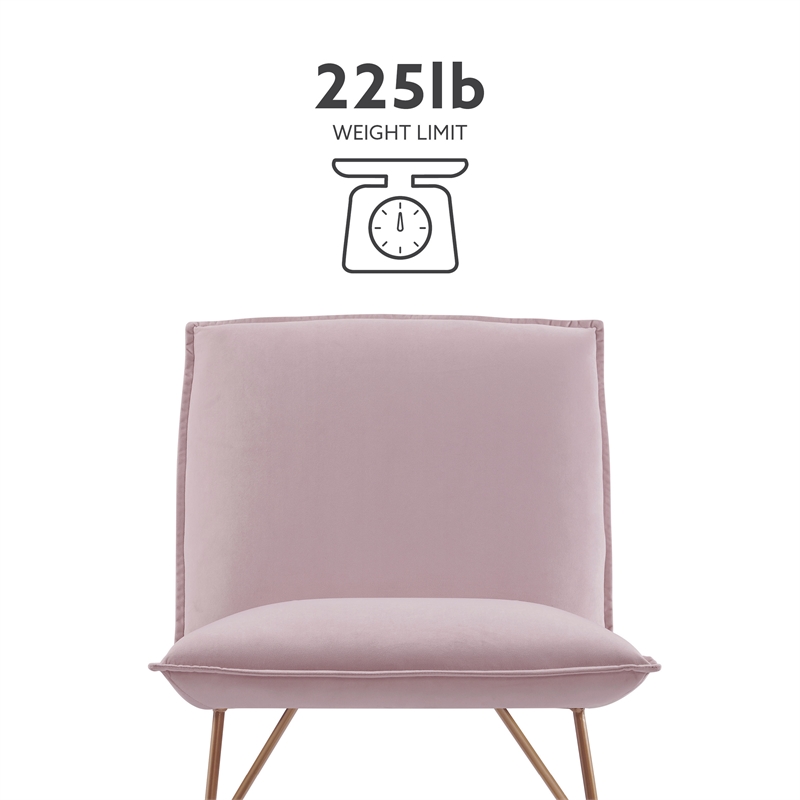 Linon Mavis Accent Chair Upholstered in Blush Pink Velvet with Gold Metal Legs
