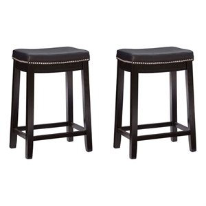 linon claridge wood set of two counter stools in black