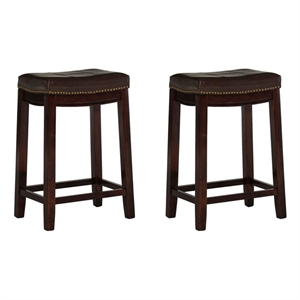 linon claridge wood set of two counter stools in brown
