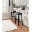 Linon Claridge Wood Set of Two Bar Stools Faux Leather Seats in Black