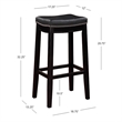 Linon Claridge Wood Set of Two Bar Stools Faux Leather Seats in Black