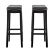 Linon Claridge Wood Set of Two Bar Stools Faux Leather Seats in Black