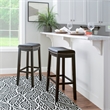 Linon Claridge Wood Set of Two Bar Stools Faux Leather Seats in Black